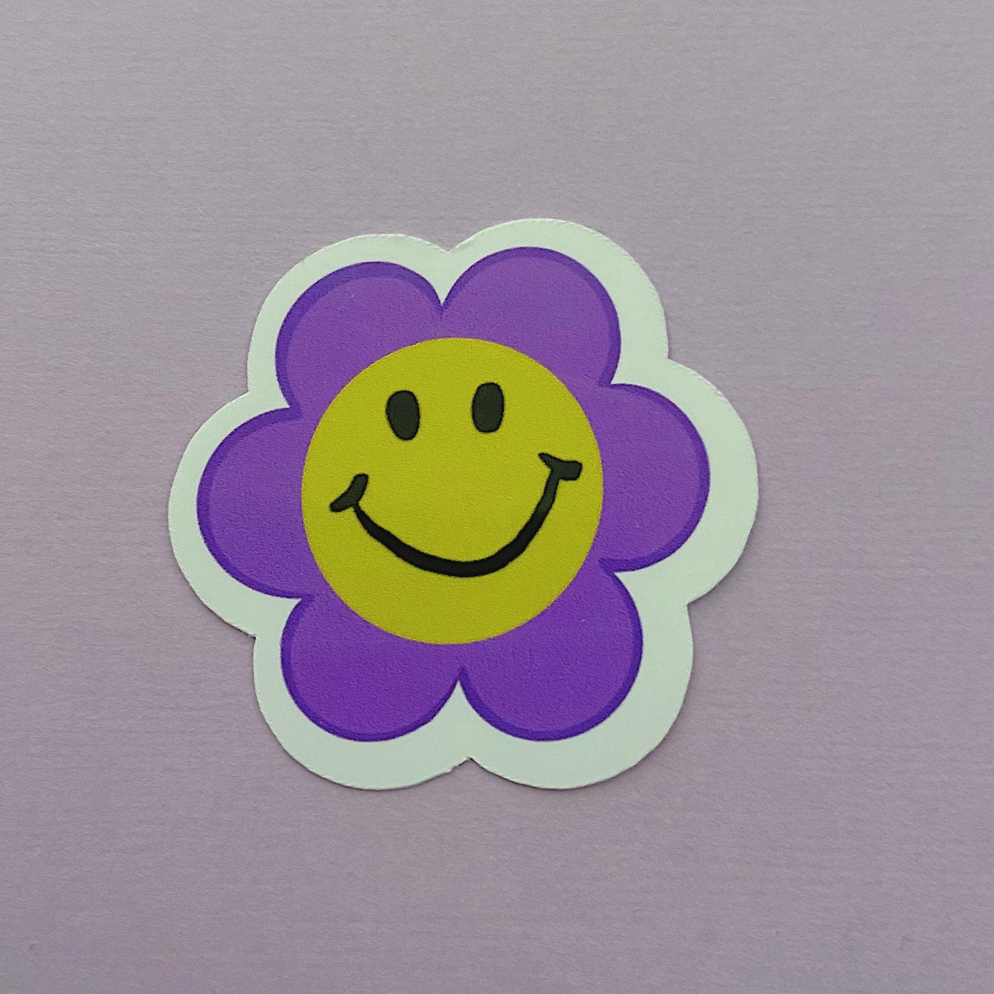Purple Smiley Flower Sticker