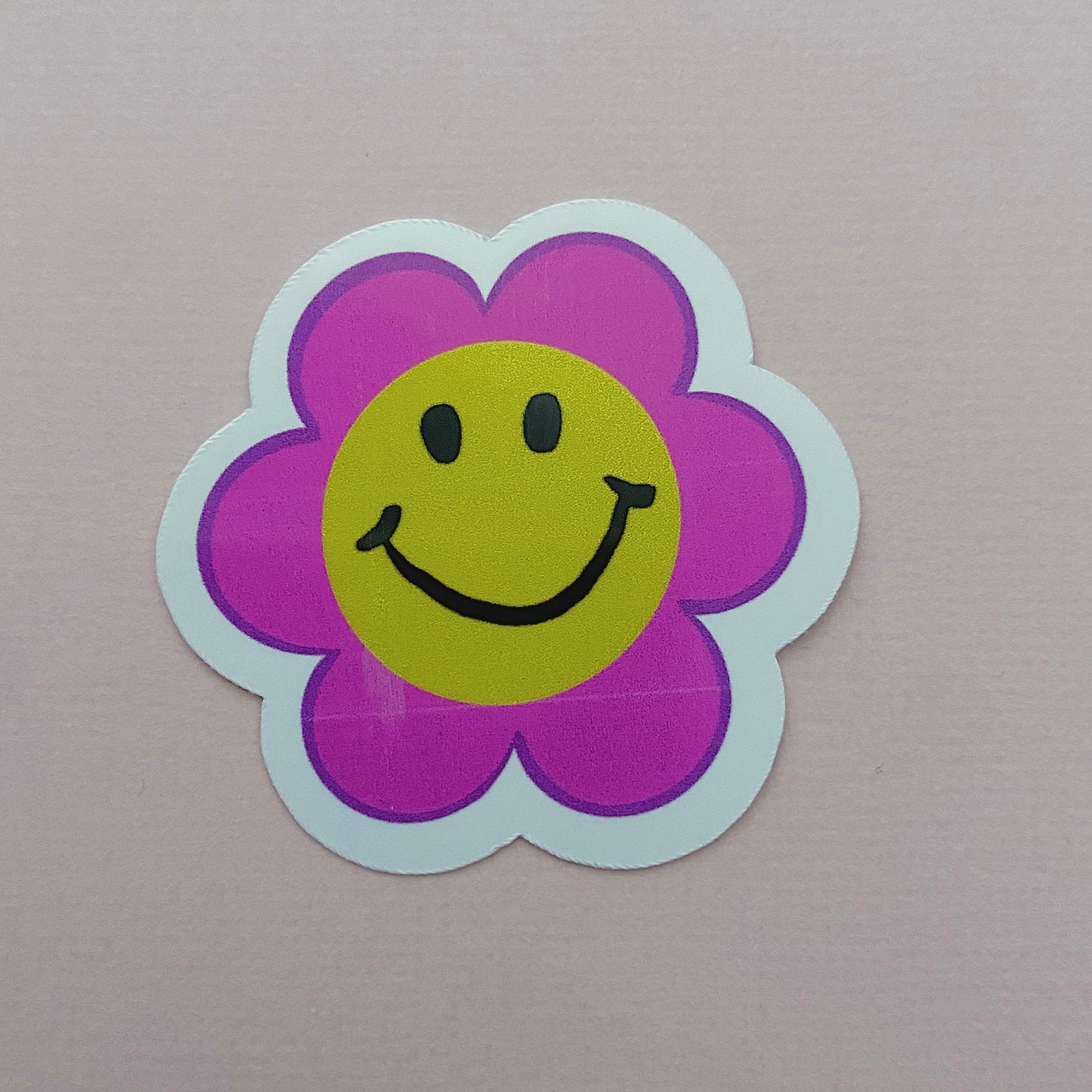 Pink Smiley Flower Sticker