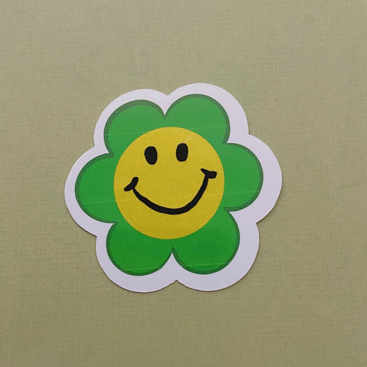 Green Smiley Flower Sticker
