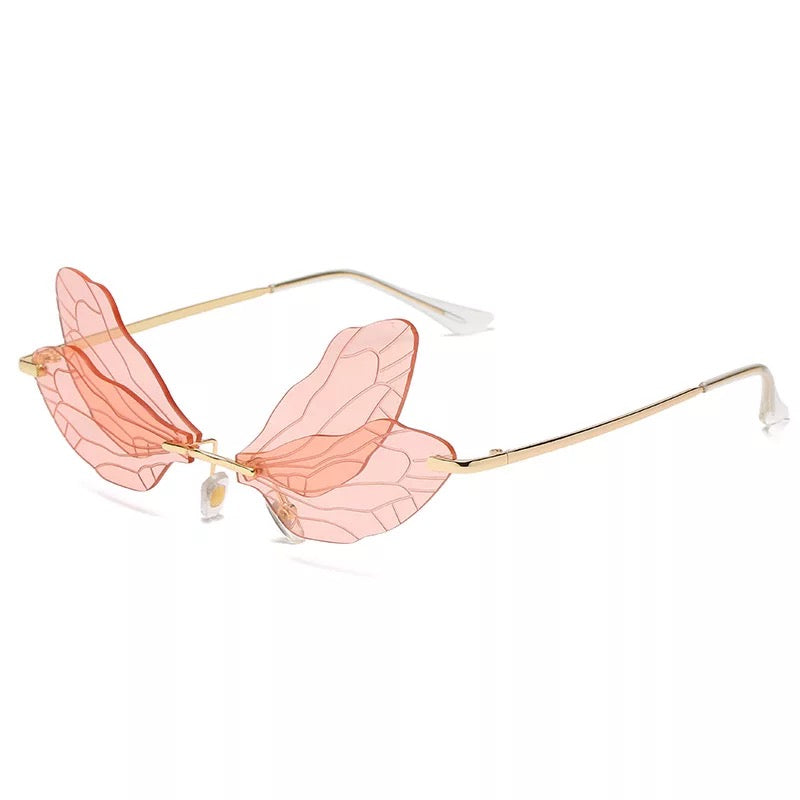 pink, dragonfly, fairy wing glasses