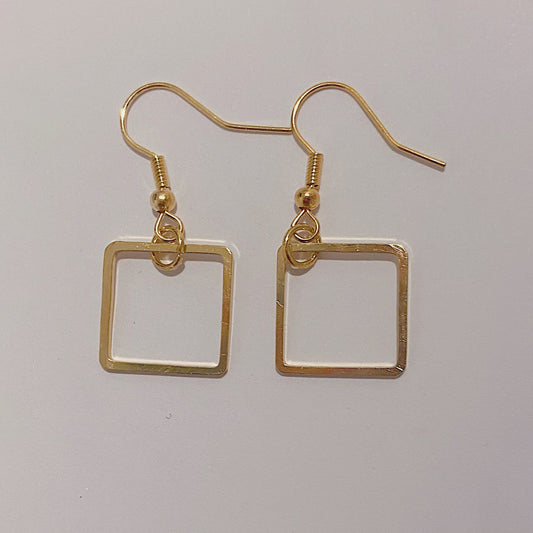 Gold Square Earrings