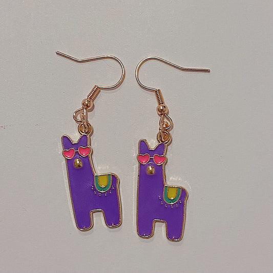 Purple Llama Earrings