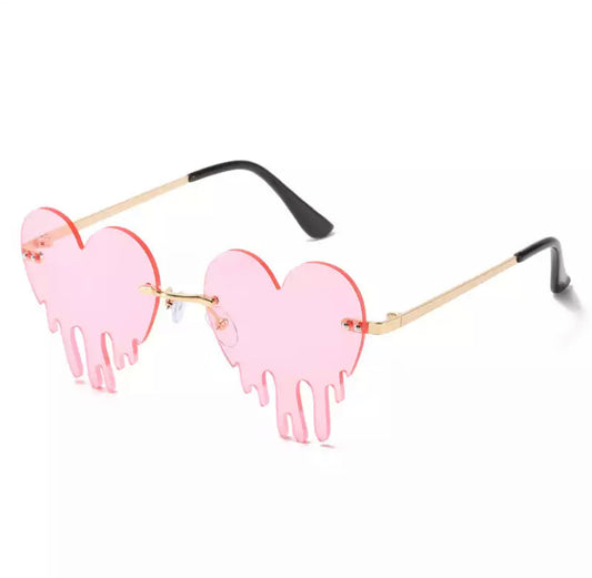Heart Drip Glasses Pink
