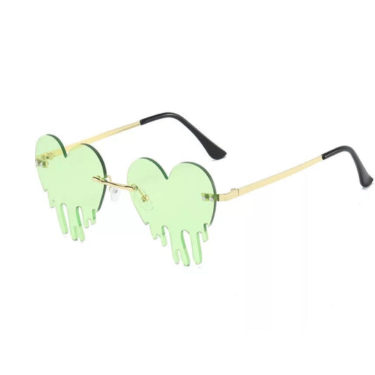 Heart Drip Glasses Green