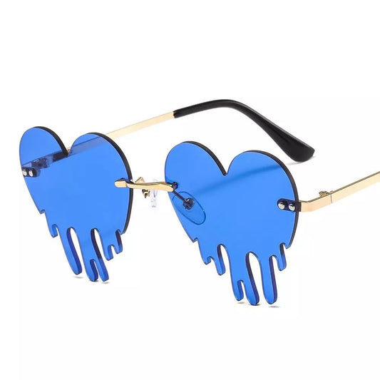 Heart Drip Glasses Blue